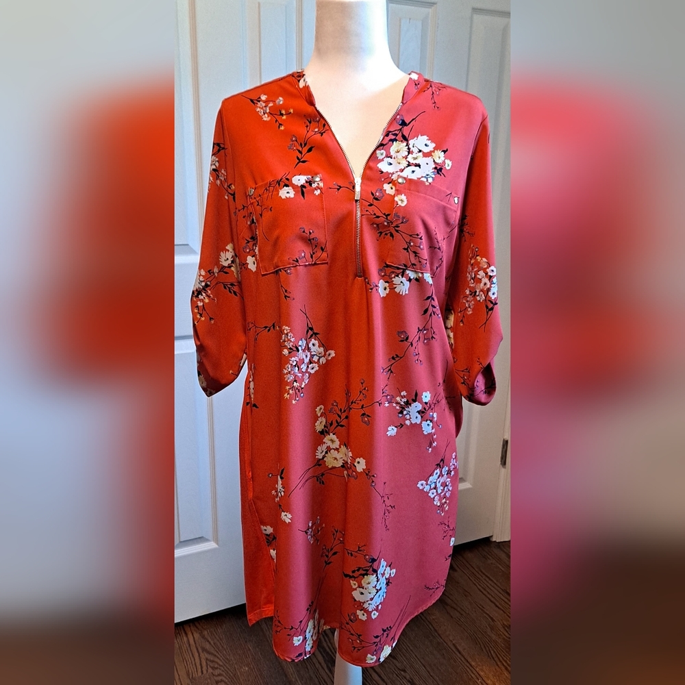 NY and Co. Zip front cherry blossom dress